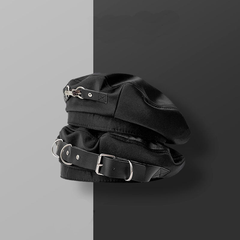 Metal Buckle Black Beret