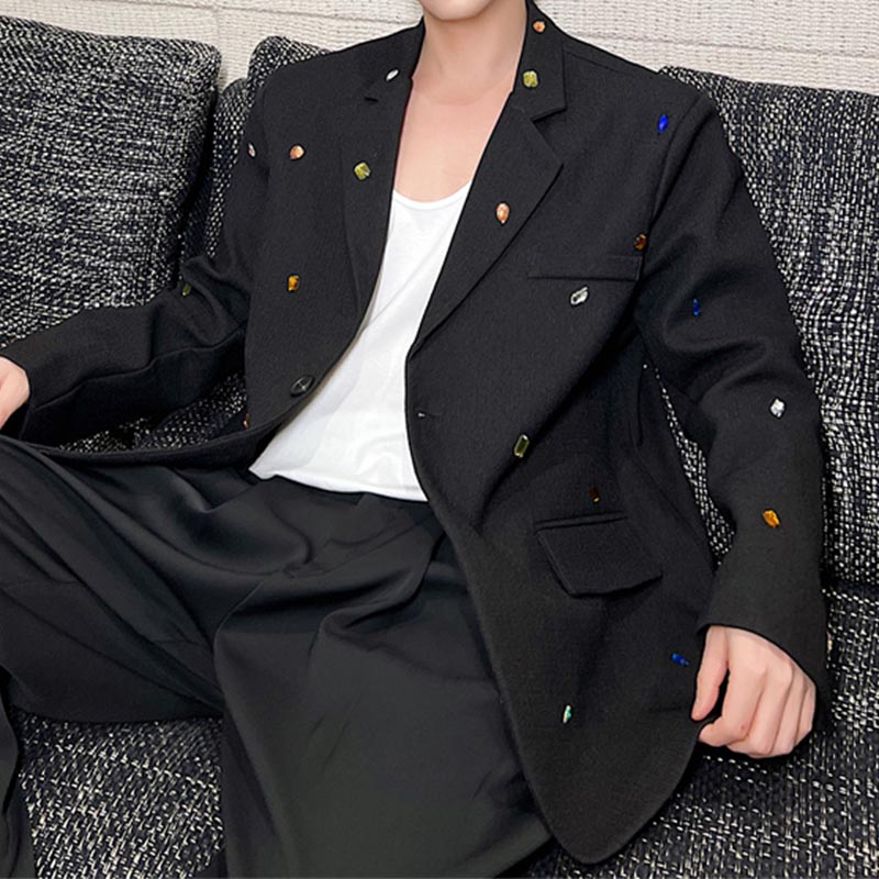Multicolored Rhinestone Decoration  Blazer