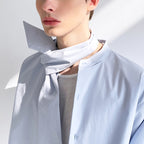 Stand Collar with Tie Long Sleeve Slim Fit Shirt