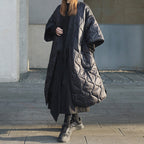 Retro Rhombus Knee-length Cotton Coat