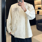 Fireworks Embroidered Jacquard Long-sleeved Shirt