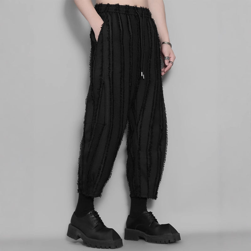 Striped Fringed Casual Pants