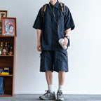Japanese Functional Large Pocket Shirt Casual Loose Overalls Two-piece Set