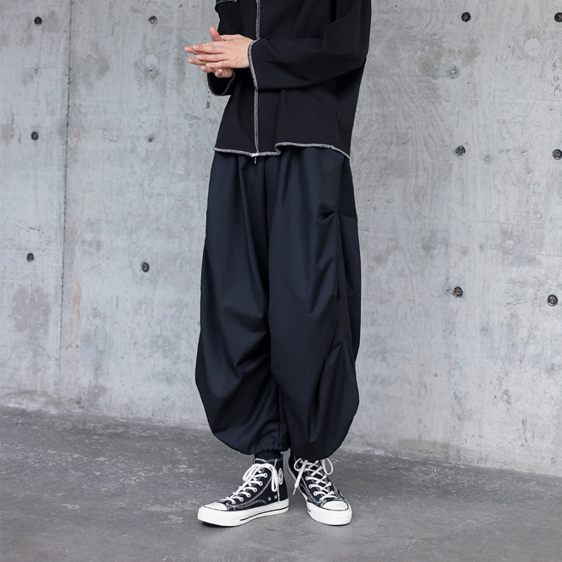 Draped Cropped Pleated Cropped Trousers