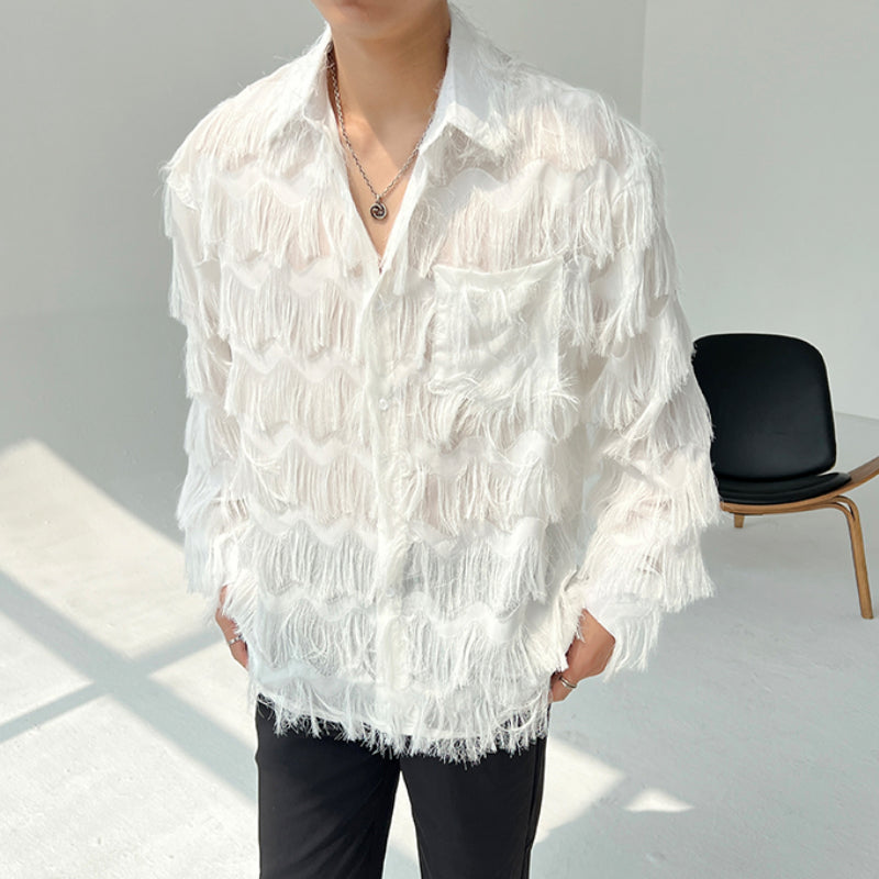 Three-dimensional Wave Tassel Shirt