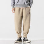 Retro Thick Velvet Embroidered Drawstring Trousers