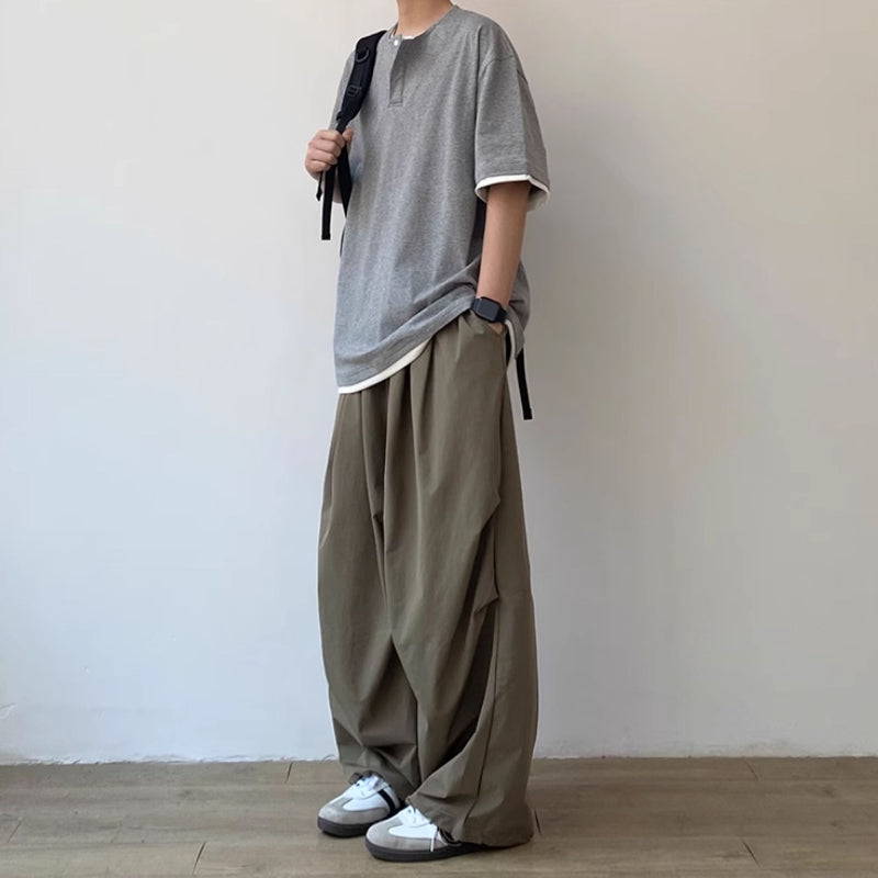 Japanese Retro Loose Pleated Straight Wide-leg Pants