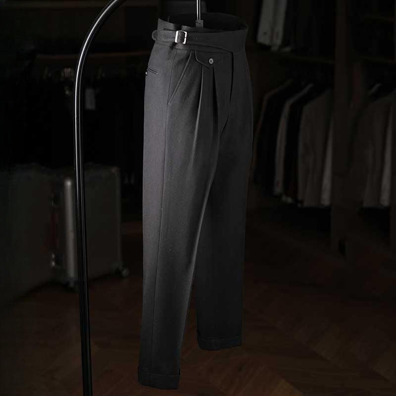 Italian Casual High Waist Retro Straight Suit Trousers