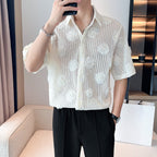 Hollow 3D Floral Short-sleeved Shirt