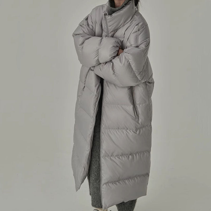 Casual Stand Collar Long Over-the-knee Straight Coat