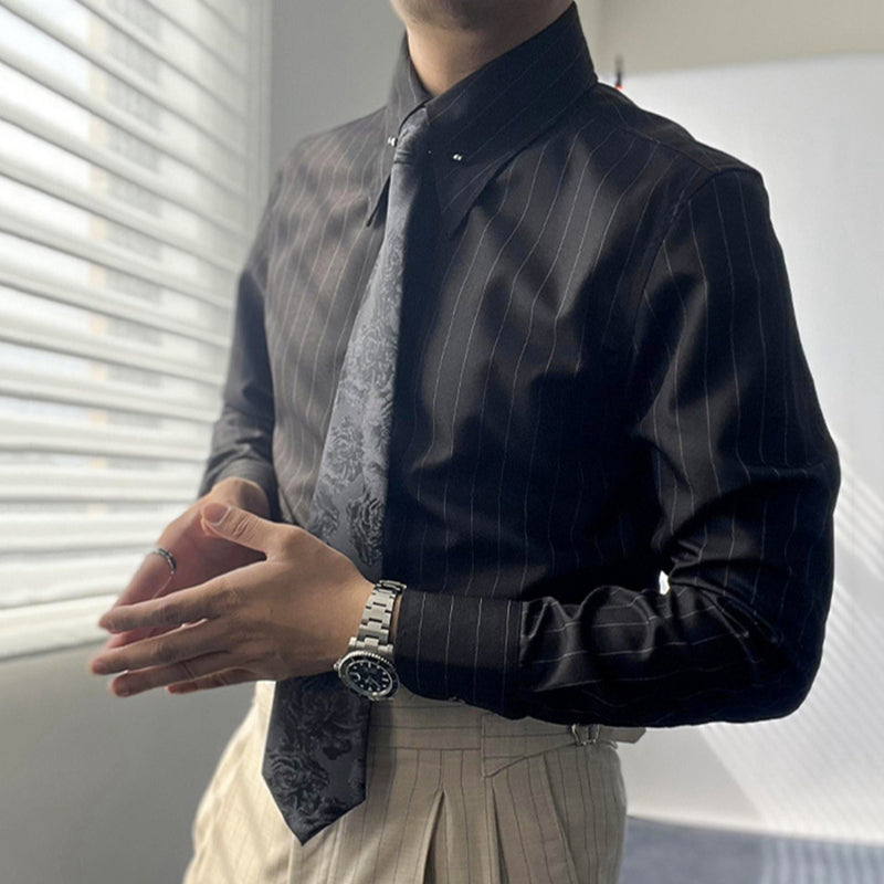 Striped Slim-fit Casual Wrinkle-free Shirt