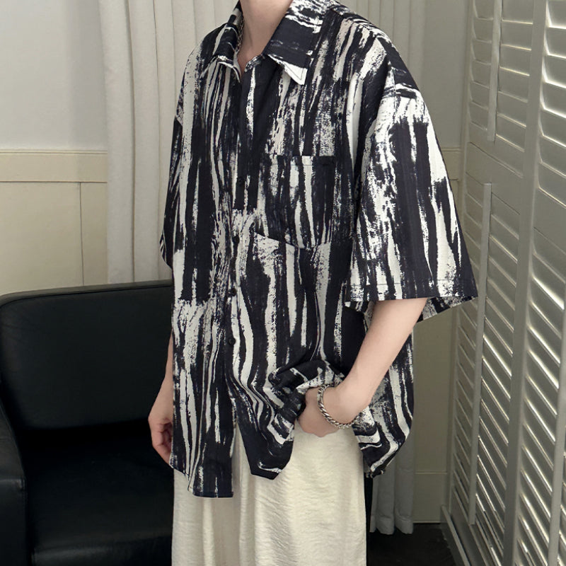 Tie-dyed Ice Silk Drape Loose Shirt