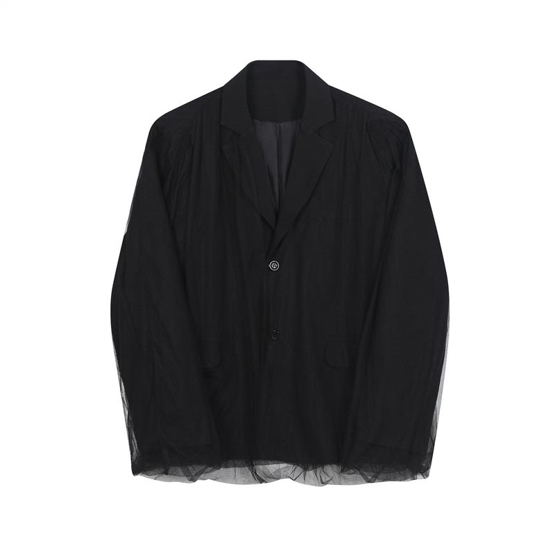 Mesh Panel Long Sleeve Blazer