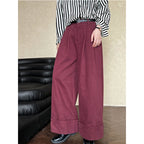 Cuffed Wide-leg Cotton High-rise Straight-leg Trousers