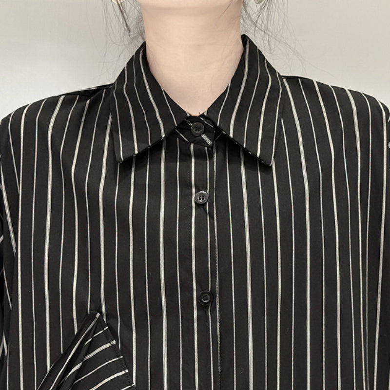 Striped Loose POLO Collar Shirt