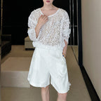 Hollow Sequin Mesh Pullover T-shirt