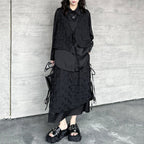 Black Irregular Shirt and Skirt Suit