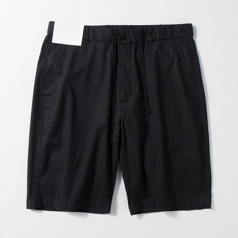 Thin Cotton and Linen Basic Solid Color Straight Loose Shorts