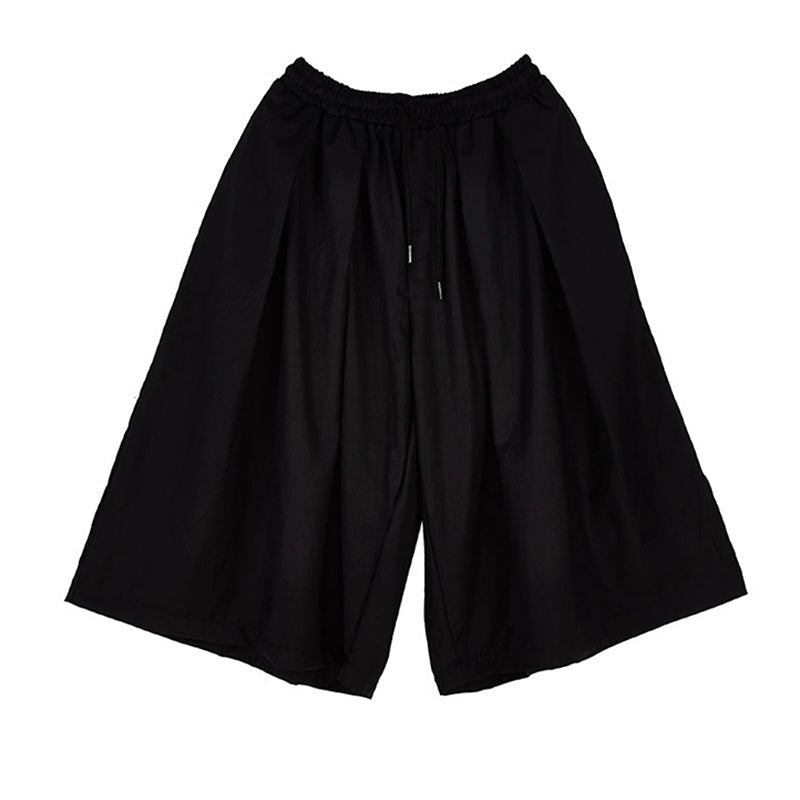 Summer Dark Drawstring Pleated Shorts