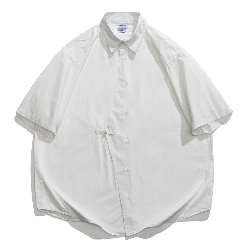 Japanese Retro Pure Cotton Loose Buttoned Shirt
