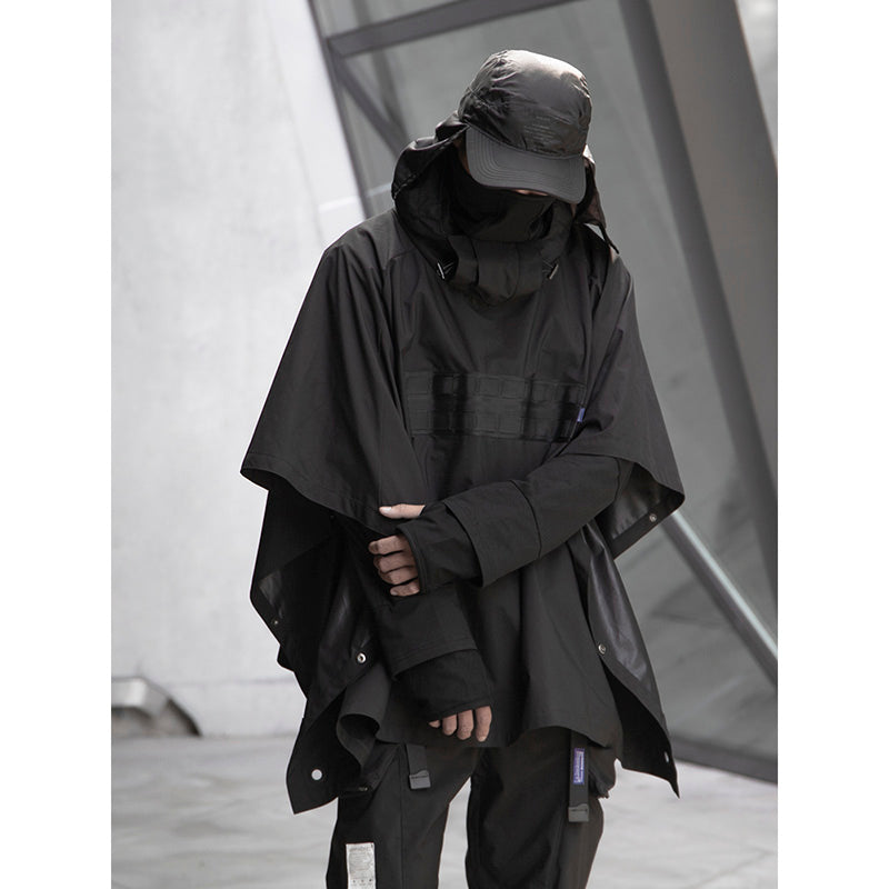 Waterproof Punk Hooded Dark Cape Techwear Jacket