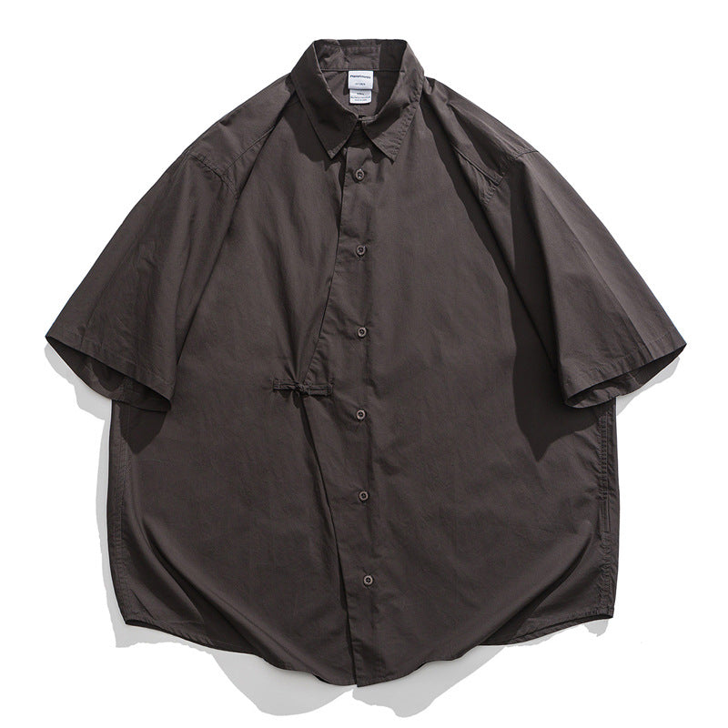 Japanese Retro Pure Cotton Loose Buttoned Shirt