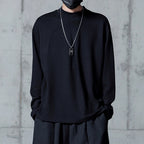 Simple Solid Stand Collar Long Sleeve T-Shirt