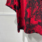 Irregular Printed Loose Red Shirt