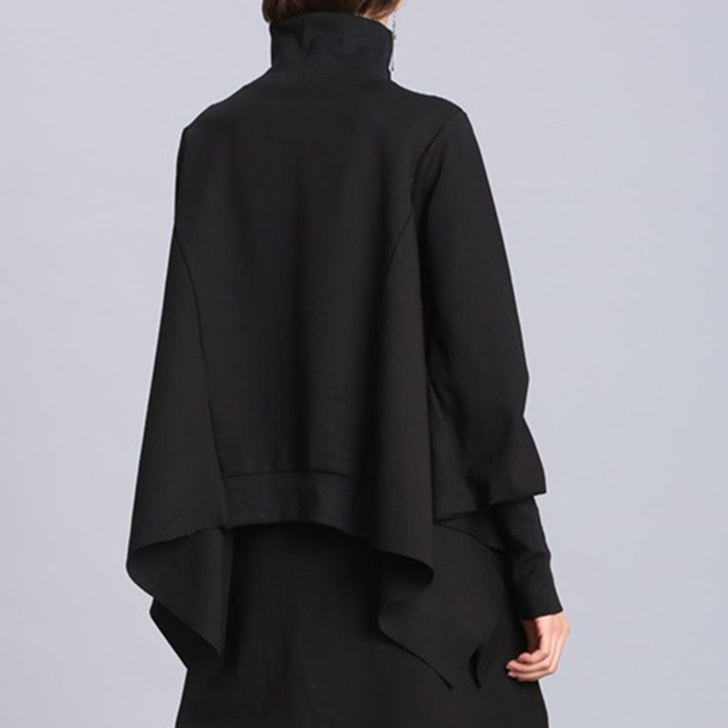 Bat-shirt High Collar Irregular Pullover Sweatshirt