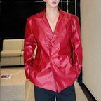 PU Leather Shoulder Pad Suit Jacket