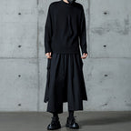 Ribbon Loose Wide-leg Cropped Culottes