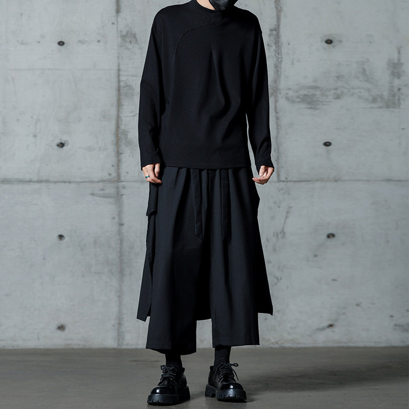 Ribbon Loose Wide-leg Cropped Culottes