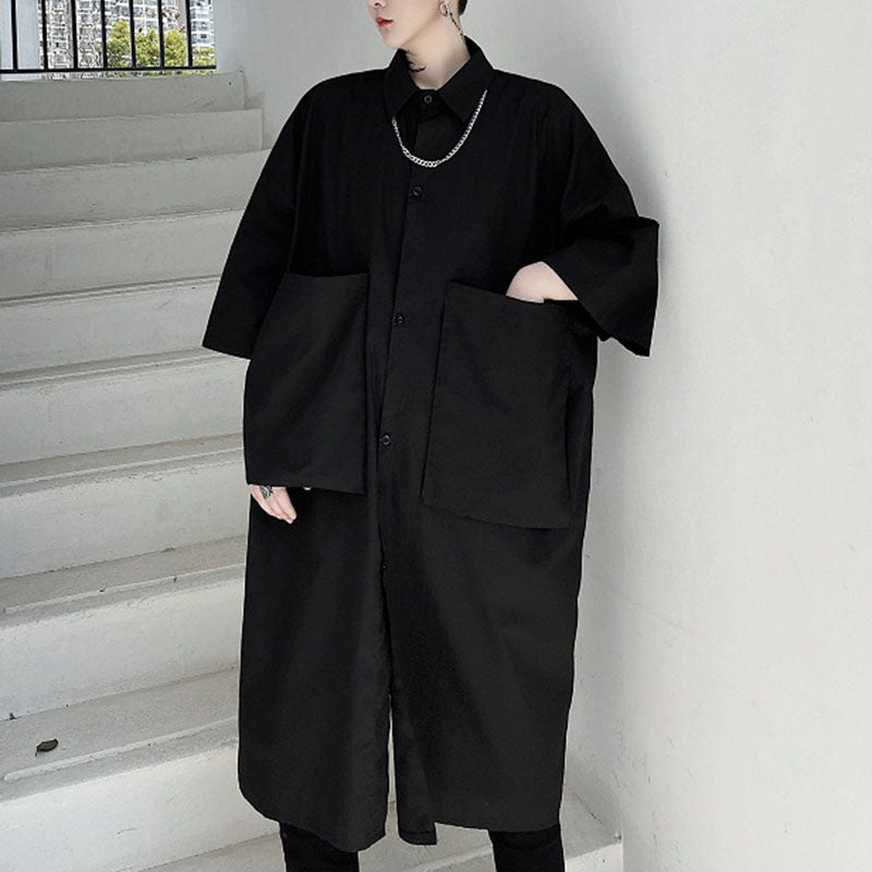 Large Pocket Loose Mid Length Shirt