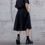 Summer Dark Drawstring Pleated Shorts