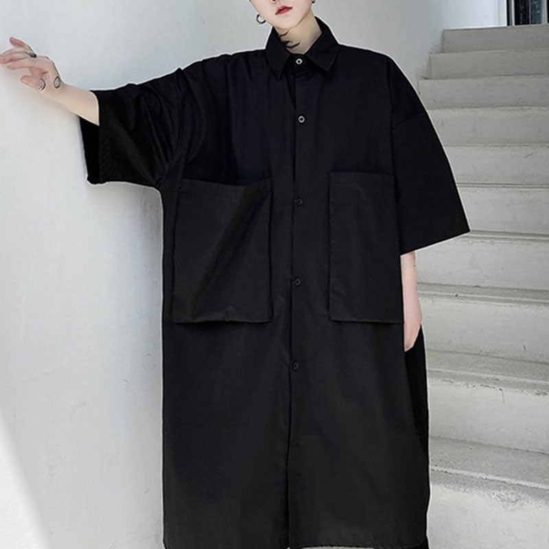 Large Pocket Loose Mid Length Shirt