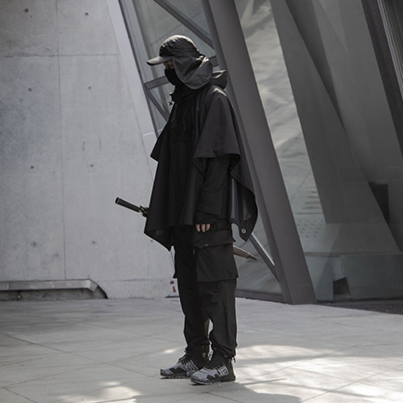Waterproof Punk Hooded Dark Cape Techwear Jacket