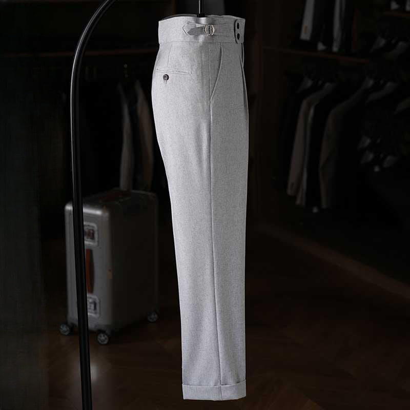 High-waisted Parisian Button Draped Suit Trousers