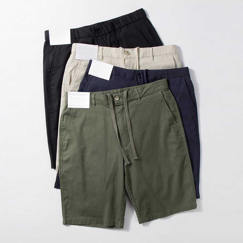 Thin Cotton and Linen Basic Solid Color Straight Loose Shorts