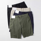 Thin Cotton and Linen Basic Solid Color Straight Loose Shorts