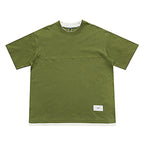 Japanese Loose Drop Shoulder Fake Two Piece T-shirt