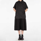 Casual Drawstring Culottes Cropped Wide-leg Pants