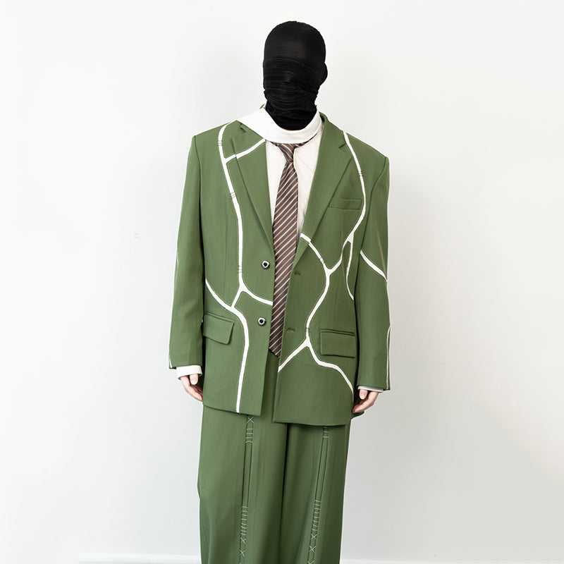 Cracked Patchwork Loose Casual Suit Jacket