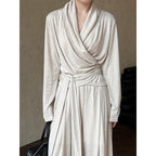 Irregular One-shoulder Waisted Pleated Top Wide-leg Pants Two-piece Set