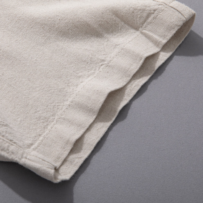 Linen Wide-leg Thin Elastic Waist Trousers