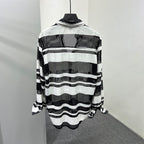 Thin Color Contrast Stripe Hollow Shirt
