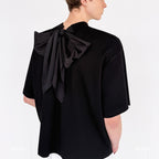 Scarf Ribbon Silhouette Short Sleeves T-shirt