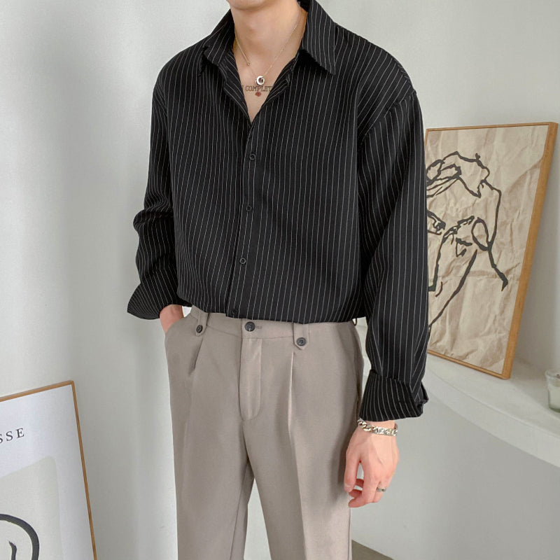 Loose Long-sleeved Casual Striped Shirt