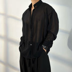 【50 Shades of Black】Transparent Tulle Loose Shirt