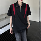 Padded Shoulder Contrast Color Stitching POLO Shirt