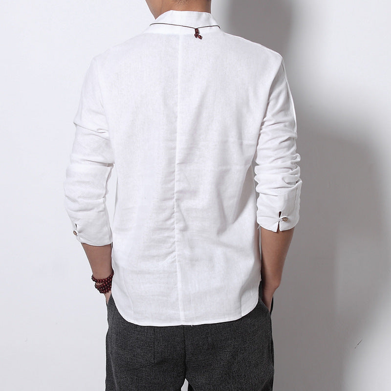 Vintage Cotton and Linen Long-sleeved Shirt
